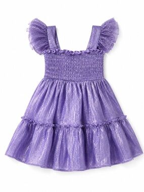 NWOT- Girls Zunie Size 3T Purple Metallic Ruffled sleeveless casual Sundress